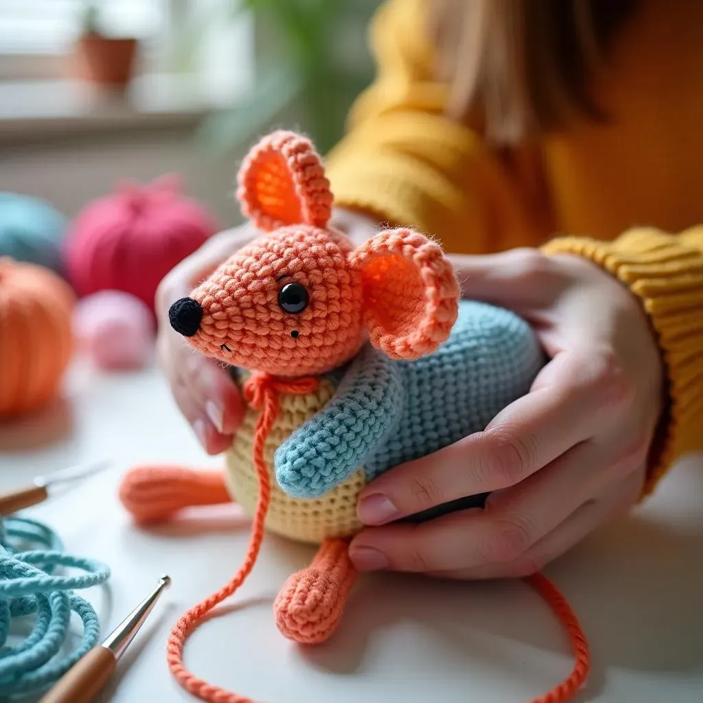 Assembling Your Crochet Mouse Cat Toy: Stuffing and Finishing Touches